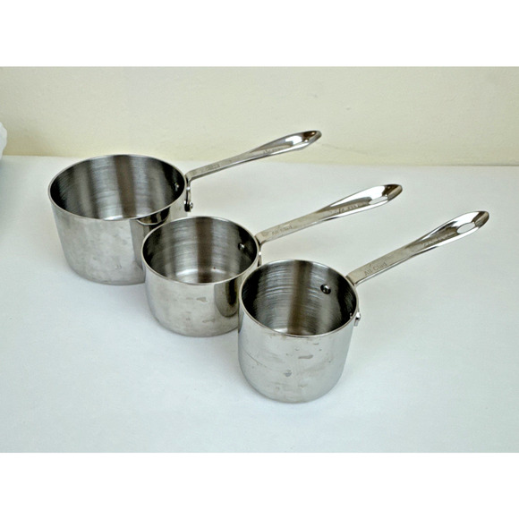 All-Clad Stainless Steel 3 piece Measuring Cup Set 1 -1/2, 3/4, 2/3 cup - Picture 1 of 13